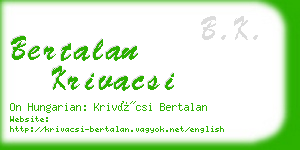 bertalan krivacsi business card